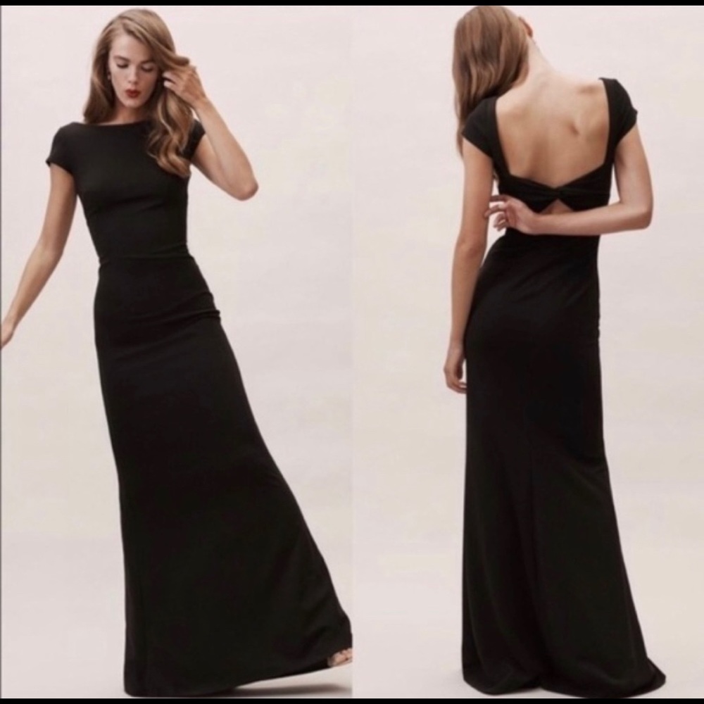 BHLDN black dress with cut out back
